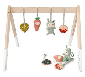pairpear wooden baby play gym with 4 learning toys,baby stage-based developmental activity gym & play center gift for newborn baby girl and boy gift