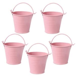 hollow heart mini tin candy buckets pink mini cute metal buckets pack of 5 (pink-5pcs)