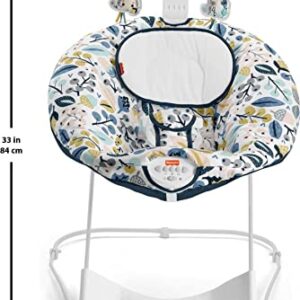 Fisher-Price See & Soothe Deluxe Bouncer – Navy Foliage, Portable Baby seat with Vibrations, Music and Sounds