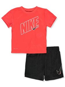 nike baby boy’s dri-fit graphic t-shirt and shorts two-piece set (infant) black heather 18 months (infant)