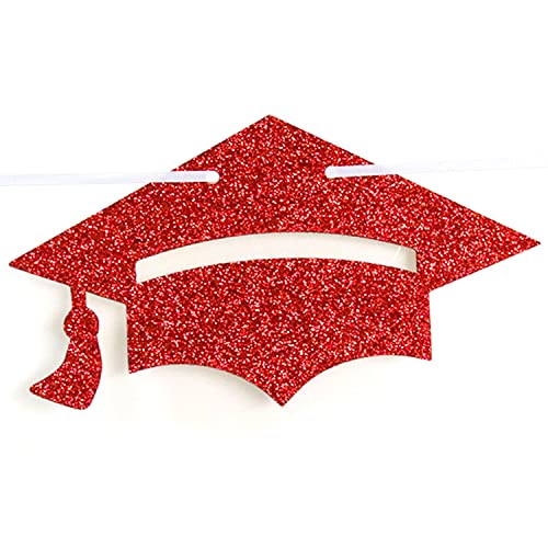 Congrats Teacher Banner - Class of 2023 Graduation Party Decorations Supplies - Student to Teacher Bunting Sign , Blue and Red Glitter