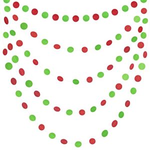 red green christmas streamers decorations, uniideco xmas tree ornaments accessories, circle dots paper garland, fiesta birthday loteria party banner streamer background supplies, chriatmas decor