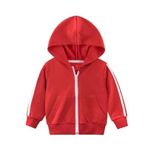 iessra toddler baby zip up hoodie boy girl hoodies red 4t casual sold long sleeve sweatshirts tops with pocket for kids 2-7 years