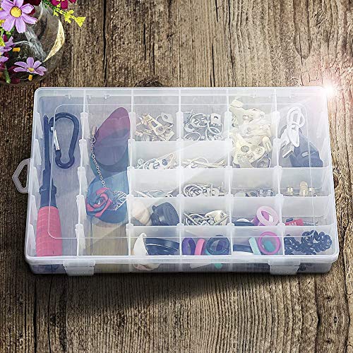 36 Grids Clear Plastic Jewelry Box Organizer Storage Container with Removable Dividers for Diamond Painting, Beads, Jewelry, Nail Art