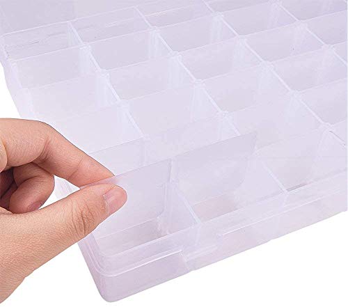 36 Grids Clear Plastic Jewelry Box Organizer Storage Container with Removable Dividers for Diamond Painting, Beads, Jewelry, Nail Art