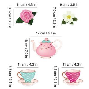 Tea Party Decoration Banner and Hanging Decorations Set Alice in Wonderland Party Garland Decor Teapot Teacup Flower Hanging Garlands for Tea For Girls, Princesses, Bridal Showers, Birthday Party