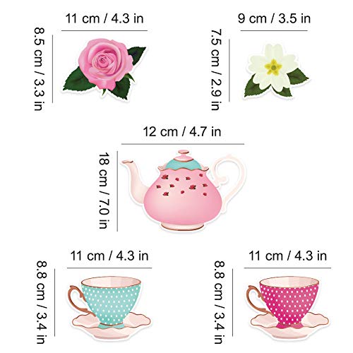 Tea Party Decoration Banner and Hanging Decorations Set Alice in Wonderland Party Garland Decor Teapot Teacup Flower Hanging Garlands for Tea For Girls, Princesses, Bridal Showers, Birthday Party