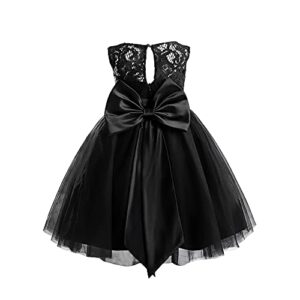 tentide baby girls party flower holiday formal pageant dress sleeveless ruffle lace back a-line bow tulle dress 0-24m (black, 6-12m)