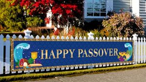 happy passover fence banner jewish pesach seder party yard porch sign indoor outdoor decoration photo booth backdrop