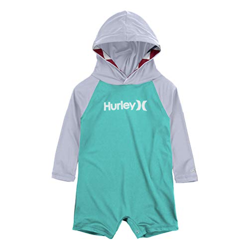 Hurley Baby Boys' Long Sleeve Hooded Coverall, Aurora Green, 6M