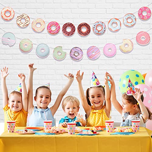 OctinPris 4-Sets Donut Party Banners & Spiral Danglers Decoration Donut Garland Kit Donut Party Decorations Donuts Hanging Swirl Papercutouts Ceremony décor.