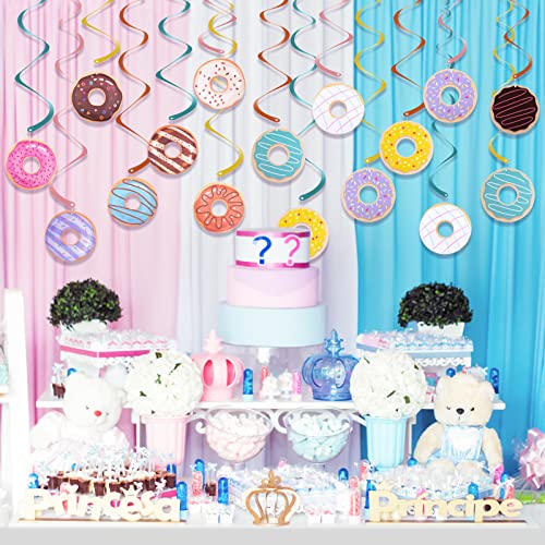 OctinPris 4-Sets Donut Party Banners & Spiral Danglers Decoration Donut Garland Kit Donut Party Decorations Donuts Hanging Swirl Papercutouts Ceremony décor.