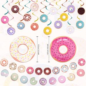 OctinPris 4-Sets Donut Party Banners & Spiral Danglers Decoration Donut Garland Kit Donut Party Decorations Donuts Hanging Swirl Papercutouts Ceremony décor.