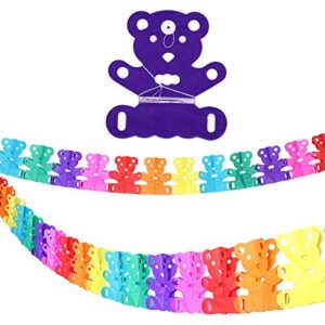 binpeng 4 pack party supplies 3d pull flower banners garland for kids party, colorful rainbow tissue paper decorations little bear shape