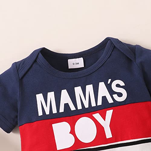 Renotemy Newborn Baby Boy Clothes Summer Outfits Premature Clothes Boys Cute Infant Boy Outfits Cotton Short Sleeve Blue Romper Ripped Pants Set 0-3 Months Baby Boys Clothes