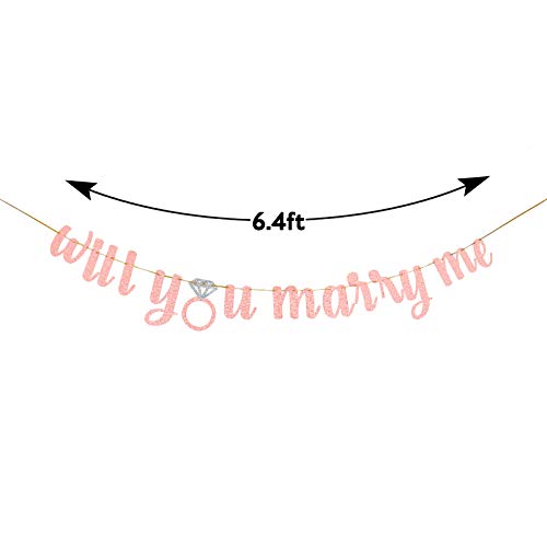 Rose Gold Will You Marry Me Banner - for Proposal Party, Wedding Sign, Bridal Shower, Valentine's Day Garland, Marriage Engagement Party Supplies