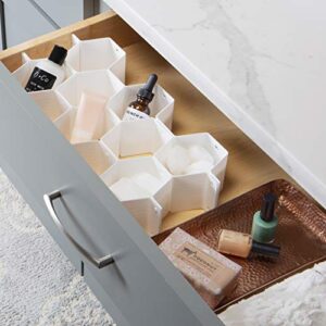 Simplify 32 Compartment Honeycomb Drawer Organizer | 8 Piece Set | Customizable to Fit Drawers | Plastic Snap Lock Design | Bedroom Dresser | Socks & Underwear | Bathroom | Jewelry & Cosmetics | White