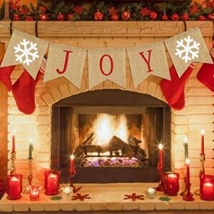 Burlap Joy Banner | Christmas Bunting Banner | Rustic Christmas Decorations | Holiday Banner| Holiday Decorations| Home Mantle Fireplace Decor