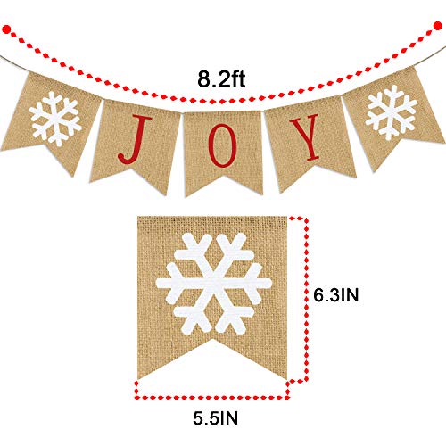 Burlap Joy Banner | Christmas Bunting Banner | Rustic Christmas Decorations | Holiday Banner| Holiday Decorations| Home Mantle Fireplace Decor