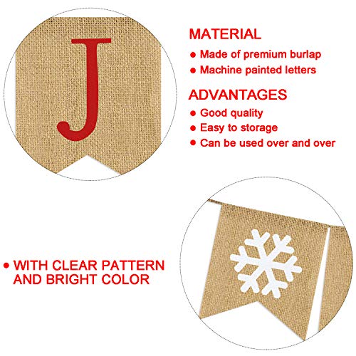 Burlap Joy Banner | Christmas Bunting Banner | Rustic Christmas Decorations | Holiday Banner| Holiday Decorations| Home Mantle Fireplace Decor