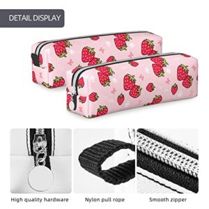 Brinkaloo Strawberry Pencil Case Simple Waterproof Pen Bag for Girls Pink Portable Pencil Pouch for Women