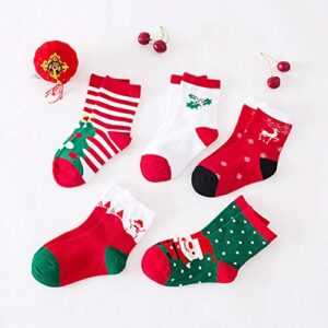 LITOON Christmas Socks Children Socks Christmas Kid Socks for Kid Boy Girl 5 Pairs (M(4-6 years))