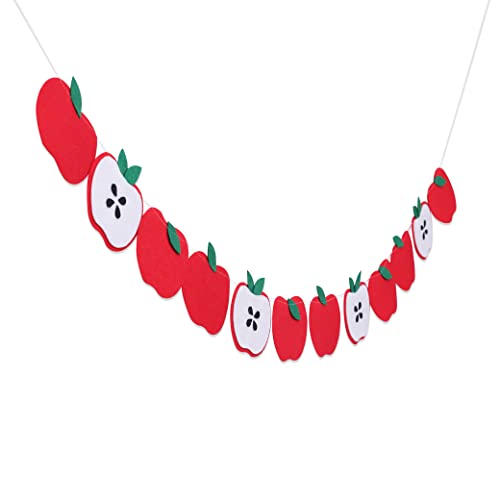 Apple Homecoming Felt Garland-Apple decoration, autumn banner, red, meadow green and twine, apple theme party decoration, school banner, classroom decoration, children and school teachers on the first day of school. (Apple)