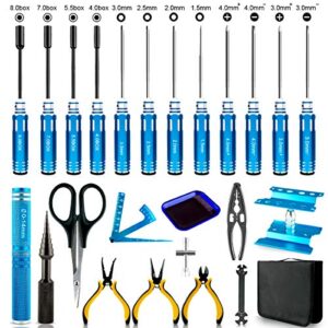 rc hex screwdriver tool kit – 24pcs hex nut drivers phillips screwdriver allen wrench with pliers wrench body reamer stand tools for rc car dji drone traxxas boat quadcopter helicopter