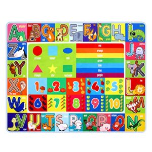 vosarea kids play mat non slip floor mat educational rug playtime collection letters numbers animals for kids toddlers infant playroom (140x110cm)