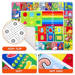 VOSAREA Kids Play Mat Non Slip Floor Mat Educational Rug Playtime Collection Letters Numbers Animals for Kids Toddlers Infant Playroom (140x110cm)