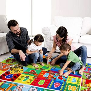 VOSAREA Kids Play Mat Non Slip Floor Mat Educational Rug Playtime Collection Letters Numbers Animals for Kids Toddlers Infant Playroom (140x110cm)