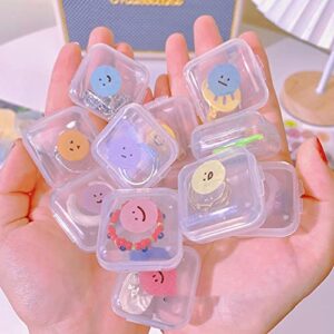 20 Pcs Small Clear Plastic Box Cases Empty Bead Storage Containers Square Earplug Storage Box Pill Containers with Hinged Lid