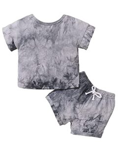 baby boy clothes tops pants shorts set toddler boy baby clothes tie-dye baby boy’s clothing 2pieces baby outfits for boys grey 18-24 month boy clothes