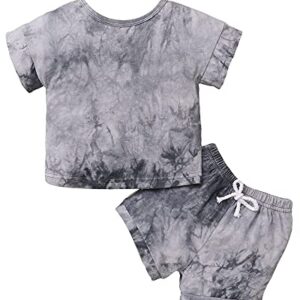 Baby Boy Clothes Tops Pants Shorts Set Toddler Boy Baby Clothes Tie-dye Baby Boy's Clothing 2Pieces Baby Outfits for Boys Grey 18-24 Month Boy Clothes