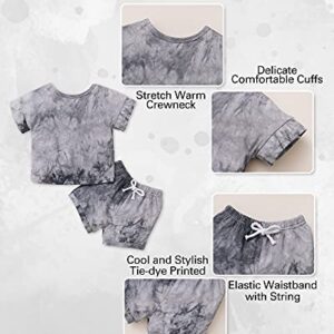 Baby Boy Clothes Tops Pants Shorts Set Toddler Boy Baby Clothes Tie-dye Baby Boy's Clothing 2Pieces Baby Outfits for Boys Grey 18-24 Month Boy Clothes