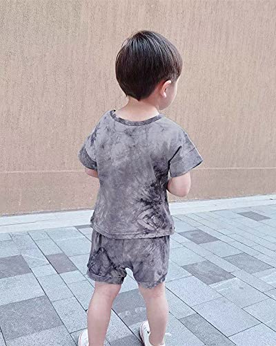 Baby Boy Clothes Tops Pants Shorts Set Toddler Boy Baby Clothes Tie-dye Baby Boy's Clothing 2Pieces Baby Outfits for Boys Grey 18-24 Month Boy Clothes