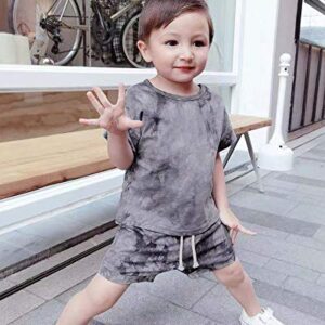 Baby Boy Clothes Tops Pants Shorts Set Toddler Boy Baby Clothes Tie-dye Baby Boy's Clothing 2Pieces Baby Outfits for Boys Grey 18-24 Month Boy Clothes