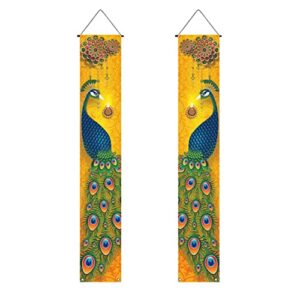 banners,happy diwali porch banner indian diwali peacock front porch welcome sign deepawali indian festival of lights decorations-12×71”