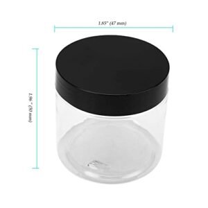 NINGWAAN 60 PACK 2oz Plastic Jars with Black Lids, 60ml Clear Slime Containers, Wide-Mouth Mini Refillable Empty Jars for DIY, Beads, Art Crafts