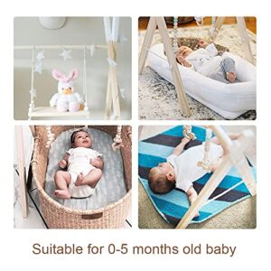 Wooden Baby Gym with 4 Baby Sensory Toys Foldable Baby Play Activity Gym Frame Hanging Bar Newborn Gift