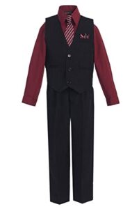 igirldress little boys’ and special occasion pinstripe vest set black/burgundy 4