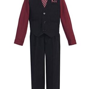 iGirlDress Little Boys' and Special Occasion Pinstripe Vest Set Black/Burgundy 4