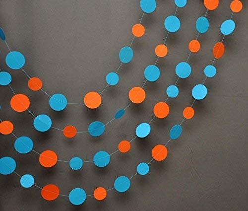 Boston Creative Company Garland - Blue Orange Garland - Beach Wedding - Wedding Garland - Paper Garland - Birthday Party Decorations - Nursery Decor - Blue and Orange Baby Shower - Blue Baby Shower