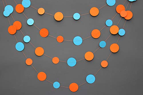 Boston Creative Company Garland - Blue Orange Garland - Beach Wedding - Wedding Garland - Paper Garland - Birthday Party Decorations - Nursery Decor - Blue and Orange Baby Shower - Blue Baby Shower