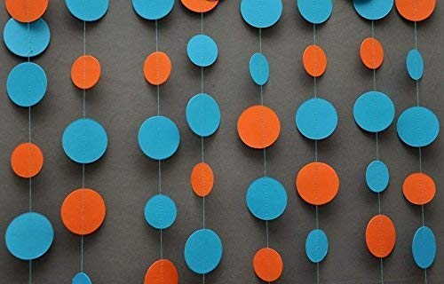 Boston Creative Company Garland - Blue Orange Garland - Beach Wedding - Wedding Garland - Paper Garland - Birthday Party Decorations - Nursery Decor - Blue and Orange Baby Shower - Blue Baby Shower