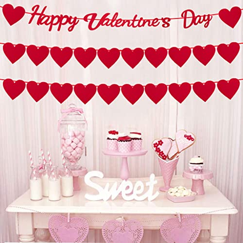 One Set of Valentines Day Decor Valentines Day Banners String Hearts Valentines Decoration Romantic Decorations Special Night DIY Felt Heart Decoration Letter Banner for Home Wedding Party Anniversary