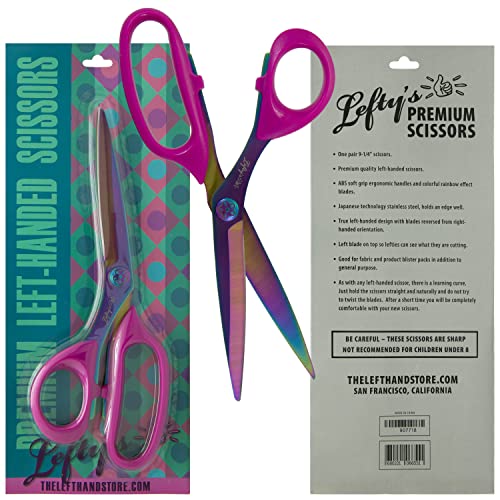 Lefty’s Left Handed Scissors - Stainless Steel Durable Blades - Great for Sewing, Cutting Fabric, Kitchen, General Purpose, School items - Gifts for Left-Handed People, Adults, Student, Men and Women