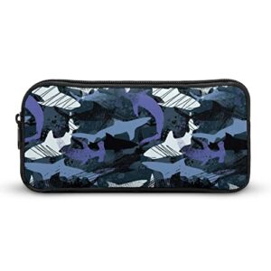 Sea Camouflage Sharks Pencil Case Stationery Pen Pouch Portable Makeup Storage Bag Organizer Gift