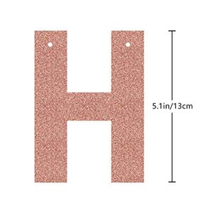 Rose Gold 7th Birthday Banner, Glitter Happy 7 Years Old Boy or Girl Party Decorations, Supplies