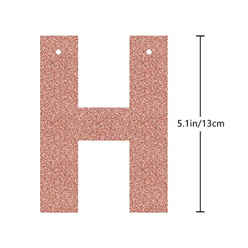 Rose Gold 7th Birthday Banner, Glitter Happy 7 Years Old Boy or Girl Party Decorations, Supplies